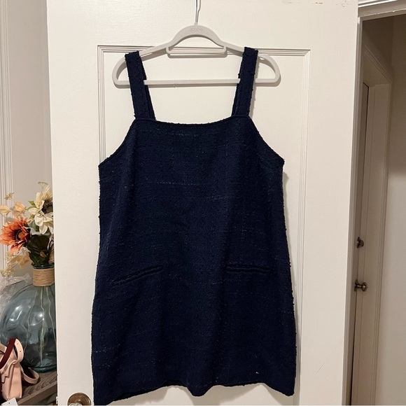 Abercrombie & Fitch Navy Blue Tweed Mini Dress with Pockets XLarge NWOT - Picture 1 of 7